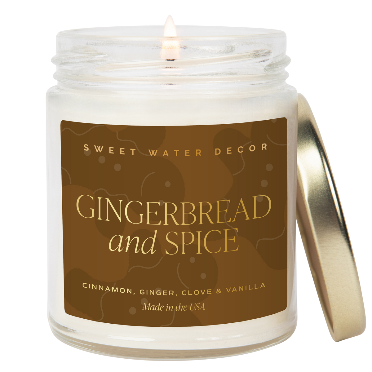 Gingerbread and Spice 9 oz Soy Candle (Gold Foil)- Christmas