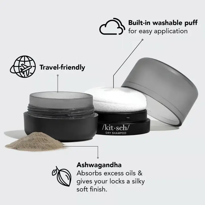 /kit.sch/ Volumizing Rice Protein Dry Shampoo - Dark Tinted Powder