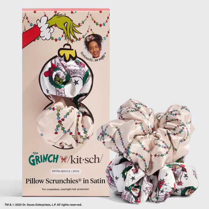 The Grinch X Kitsch Satin Pillowscrunchies® in Cindy Lou Who